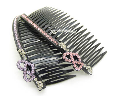 点钻插梳 发插刘海夹  水钻发夹 韩版发饰 -长款水钻发梳