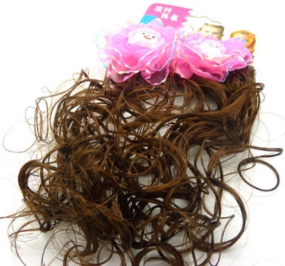 可爱卡通毛毛蝴蝶结花假发卷发发夹 韩国婴幼儿童假发 可爱宝宝小孩发饰头饰