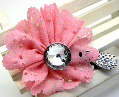 韩国头饰 时尚布艺弹簧夹 合金横夹顶夹 水晶发夹