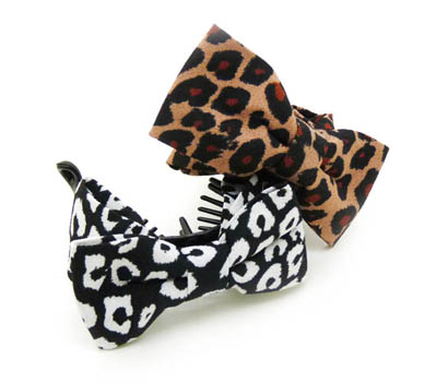 韩国饰品发饰 韩版时尚蝴蝶结 布艺豹纹原创头饰发夹香蕉夹竖夹 -香蕉夹