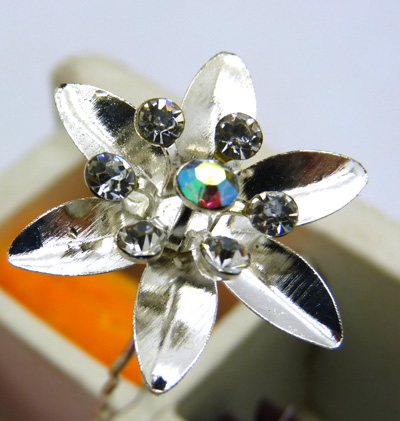 韩国水晶插针 花朵发夹U型夹水钻 韩版发簪发插盘发簪子发针