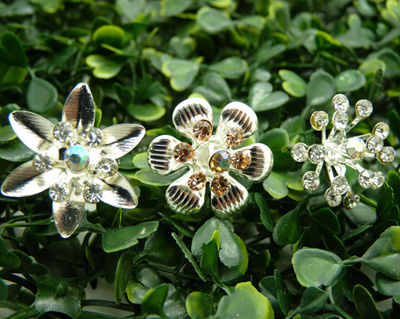 韩国水晶插针 花朵发夹U型夹水钻 韩版发簪发插盘发簪子发针