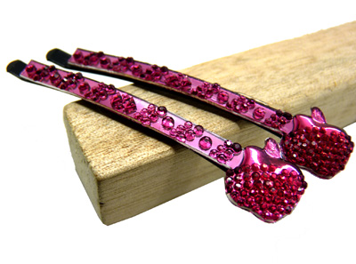 时尚正品头饰  水钻发夹 边夹 苹果对夹