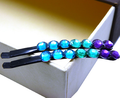 饰品珍珠钻一字夹 时尚水晶豆豆发夹 彩色亚克力对夹 横夹小饰品发饰