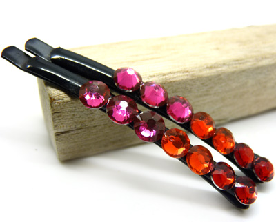 饰品珍珠钻一字夹 时尚水晶豆豆发夹 彩色亚克力对夹 横夹小饰品发饰