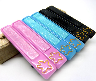 个性亚克力对夹 潮流韩国糖果亚光磨砂对夹 金粉卡通亮光发卡饰品