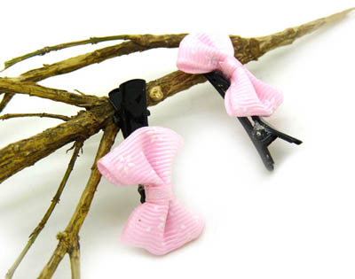 手工印花发饰对夹 蝴蝶结发饰头饰品 儿童发饰头饰发绳发圈边夹 -蝴蝶结对夹