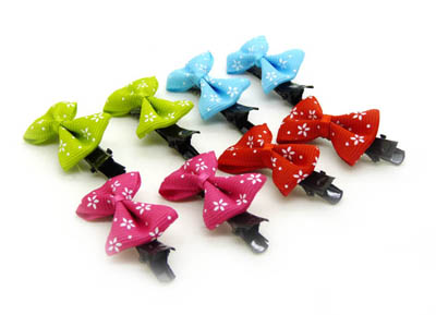 手工印花发饰对夹 蝴蝶结发饰头饰品 儿童发饰头饰发绳发圈边夹 -蝴蝶结对夹