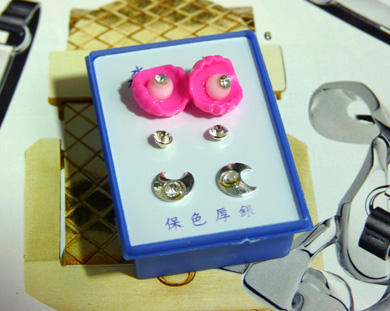 可爱点钻新款耳钉三件套