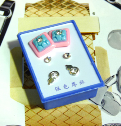 可爱点钻新款耳钉三件套