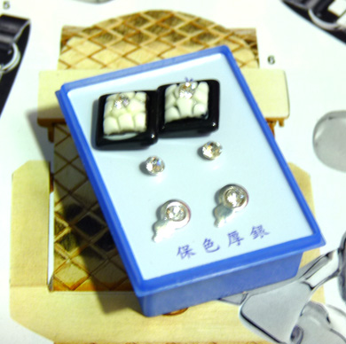 可爱点钻新款耳钉三件套