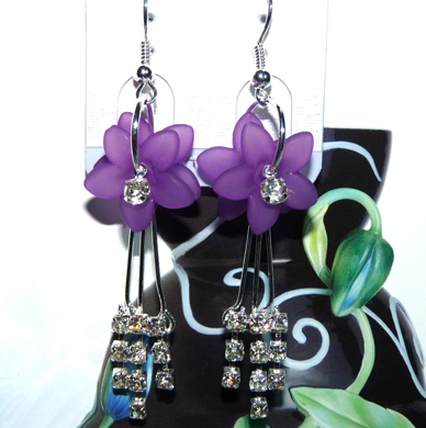 亚太时尚流行亮钻彩花钻坠耳环