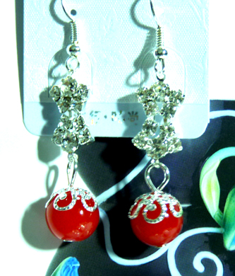 亚太复古流行亮钻烫金珍珠耳环