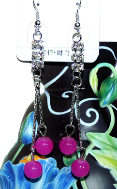 亚太复古流行亮钻珍珠葡萄耳环