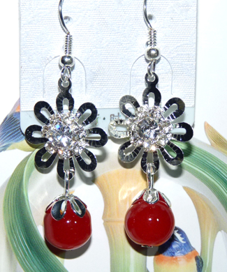 时尚亚太流行花环亮钻烫金珍珠耳环