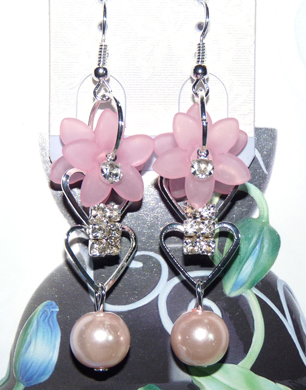 清新亚太流行亮钻花环珍珠耳环