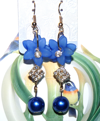 清新亚太流行亮钻花环珍珠耳环