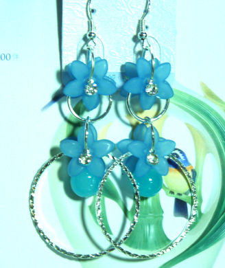 亚太流行亮钻花朵珍珠360耳环