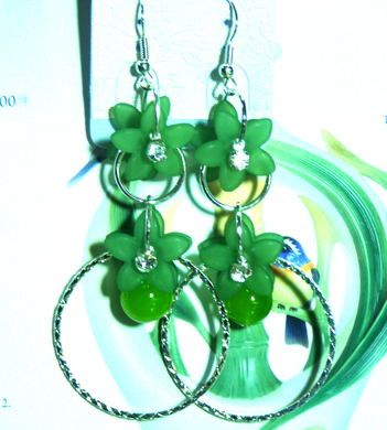 亚太流行亮钻花朵珍珠360耳环