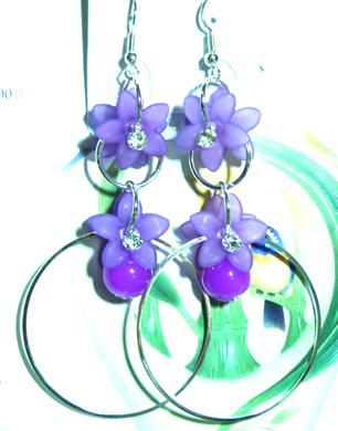 亚太流行亮钻花朵珍珠360耳环