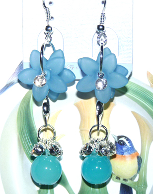 时尚亚太流行亮钻花环珍珠烫金吊坠耳环