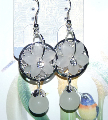 时尚亚太流行亮钻花环珍珠烫金吊坠耳环