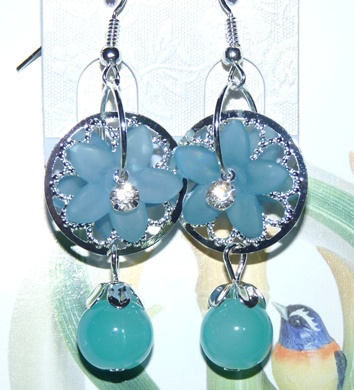 时尚亚太流行亮钻花环珍珠烫金吊坠耳环