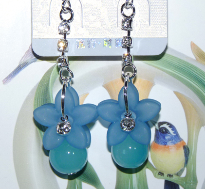 时尚亚太流行亮钻花环珍珠烫金吊坠耳环