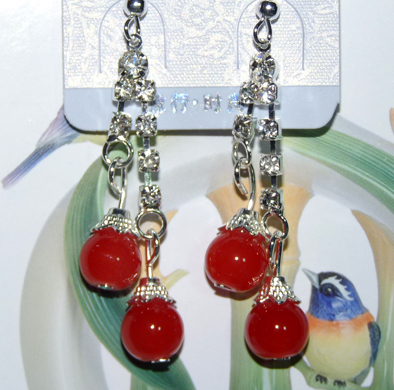 时尚亚太流行亮钻花环珍珠烫金吊坠耳环