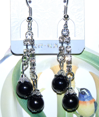 时尚亚太流行亮钻花环珍珠烫金吊坠耳环