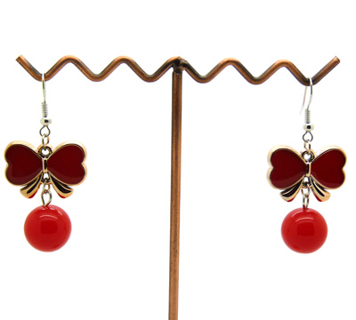 韩版蝴蝶转运珠耳钉 韩国时尚复古女耳环耳坠 百搭淑女耳饰饰品