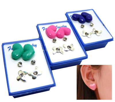 时尚个性耳饰三件套水钻耳钉 水钻耳饰 合金耳钉 韩版潮流耳针