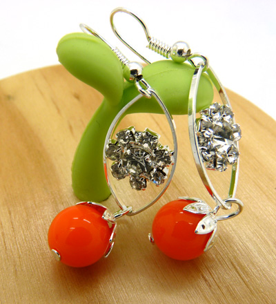 韩版时尚闪亮合金镶钻耳饰耳圈 蝴蝶结耳坠女耳环 水晶亚克力耳环