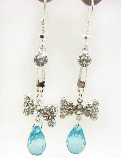 韩版时尚闪亮合金镶钻耳饰耳圈 蝴蝶结耳坠女耳环 水晶亚克力耳环