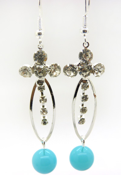 时尚个性闪亮合金镶钻耳饰耳圈 女士潮流耳坠女耳环 亚克力珍珠耳环