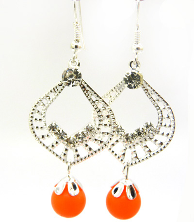 时尚个性闪亮合金镶钻耳饰耳圈 女士潮流耳坠女耳环 亚克力珍珠耳环