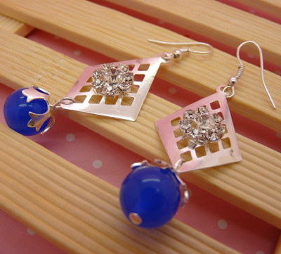 韩版耳环 蝴蝶水钻珍珠球耳钉耳坠合金气质满钻耳饰新款