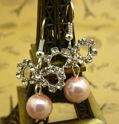 韩版耳环 时尚防过敏水钻珍珠球耳钉耳坠合金气质满钻耳饰新款