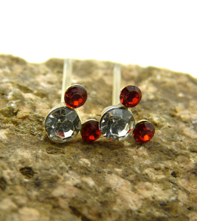 钛钢饰品锆石闪亮耳钉镶钻耳钉耳骨钉 葡萄 蝴蝶结 十字架耳钉