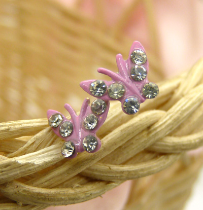 钛钢饰品锆石闪亮耳钉镶钻耳钉耳骨钉 葡萄 蝴蝶结 十字架耳钉