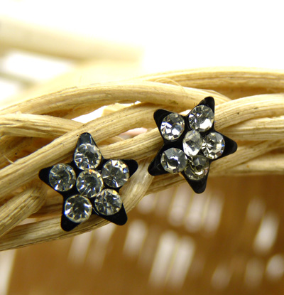 钛钢饰品锆石闪亮耳钉镶钻耳钉耳骨钉 葡萄 蝴蝶结 十字架耳钉