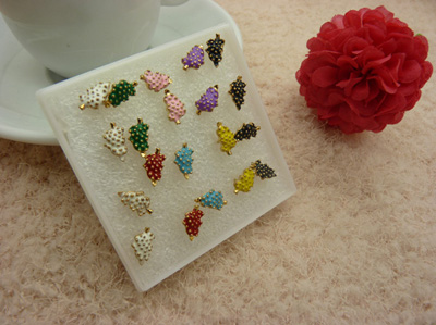 特价潮流耳钉老银匠工艺景泰蓝手工饰品耳钉合金耳饰品 花朵耳环葡萄耳钉爱心耳钉