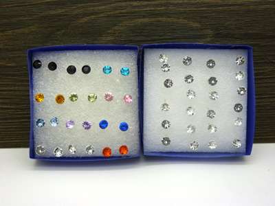 简约锆石韩版耳钉 水钻潮流女士耳钉耳饰品 0.5cm钻石切面超闪亮耳钉