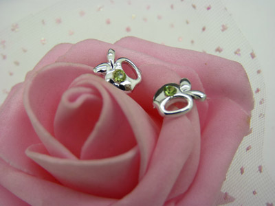 韩国甜美锆石耳饰品 防过敏女士耳钉 生日礼物时尚苹果爱心合金耳饰