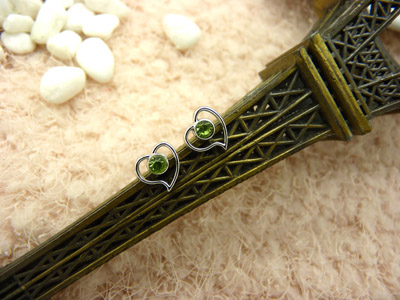 韩国饰品时尚爱心耳钉 锆石超闪耳钉耳环 防过敏耳饰品 合金耳钉	