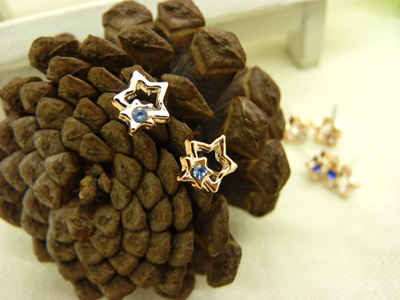 韩潮风格太阳锆石耳钉淑女耳饰 韩版个性合金宝石耳环饰品 合金耳钉	