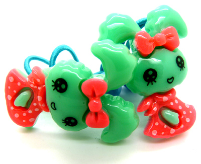 韩版儿童发饰戴花小兔子发绳 发圈皮筋糖果色 可爱头绳