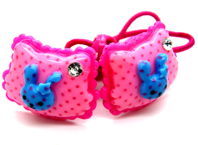 韩版儿童发饰戴花小兔子发绳 发圈皮筋糖果色 可爱头绳	