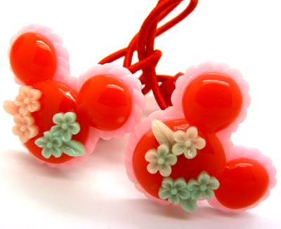 韩版儿童发饰戴花小兔子发绳 发圈皮筋糖果色 可爱头绳