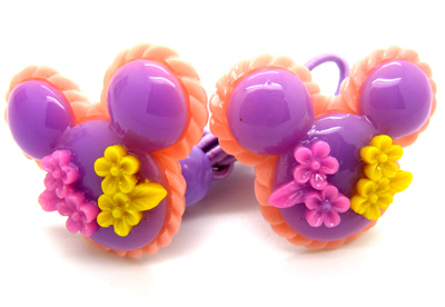 韩版儿童发饰戴花小兔子发绳 发圈皮筋糖果色 可爱头绳	